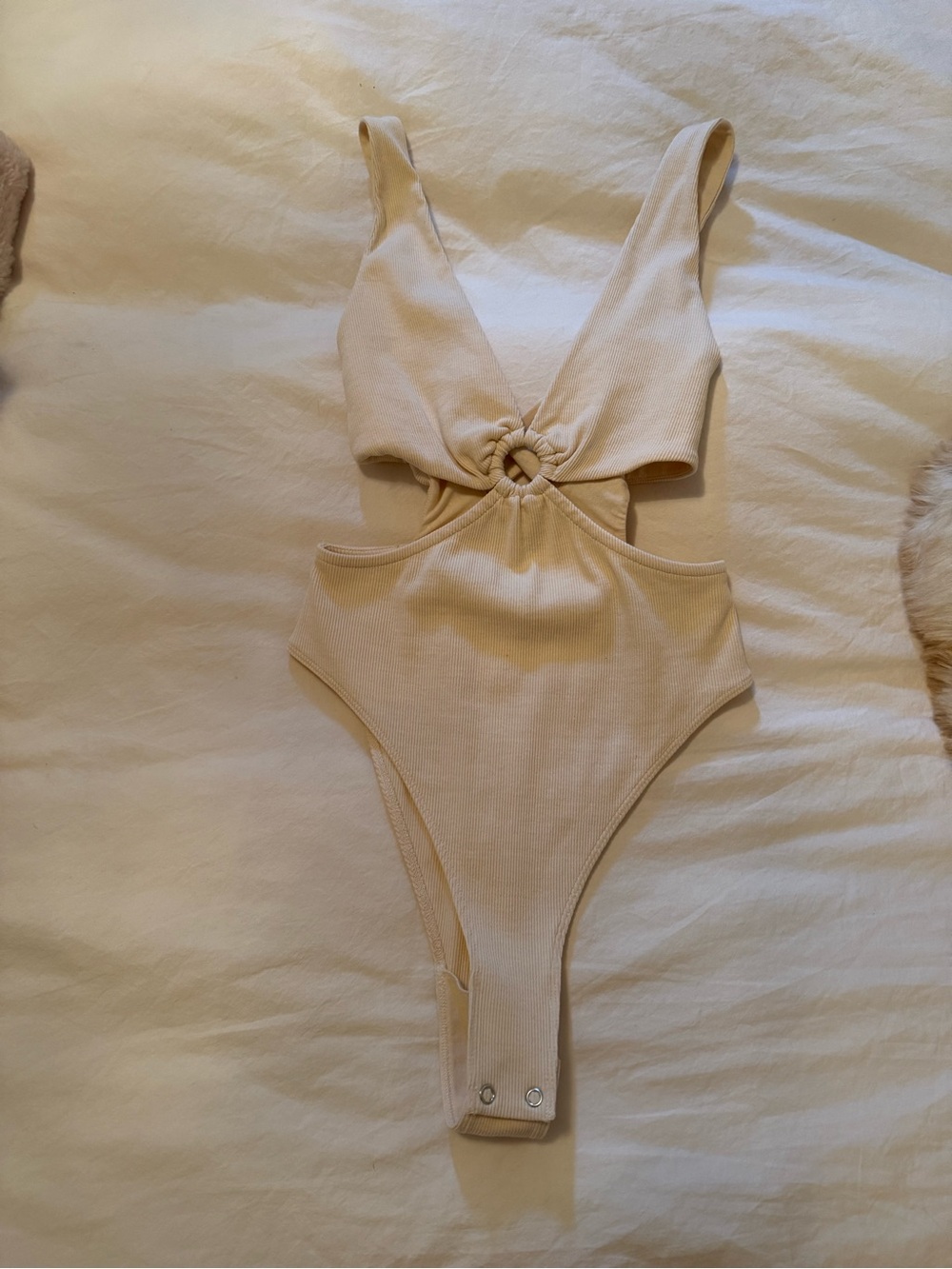 Stockholm Atelier & Other Stories Cream Ribbed bodysuit